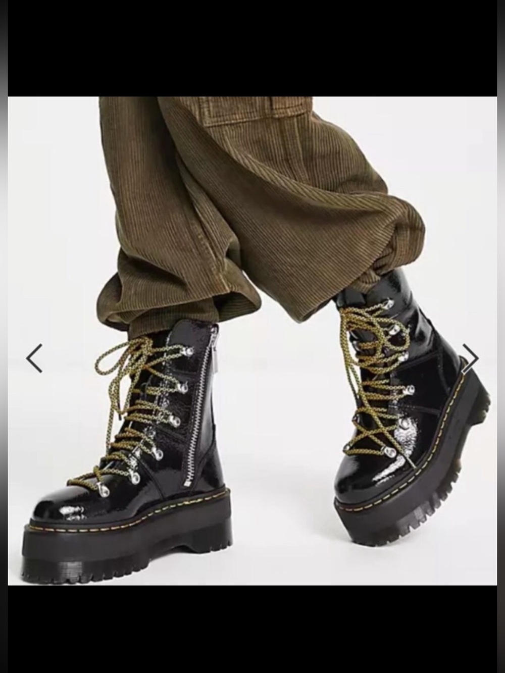Dr. Martens Ghilana Max Lace-Up Black Pattern Leather Platform Boot sz.6